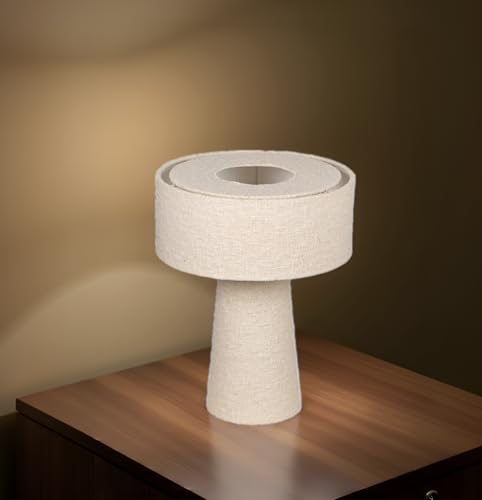 Cruiser’s Caché 13" Contemporary Boucle Fabric Table Lamp, Cream Color. Complete with Lampshade - style: Contemporary Boucle
