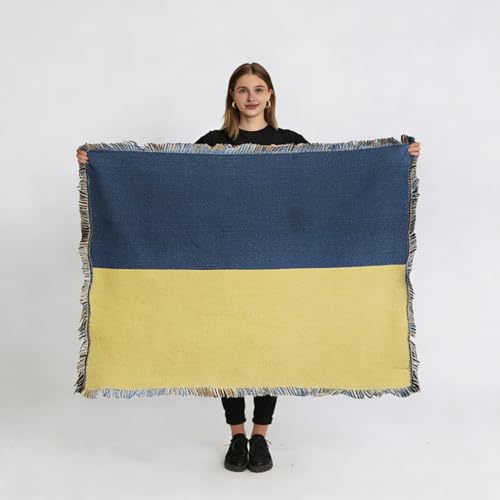 Pure Country Weavers Ukraine Flag Blanket - Gift Tapestry Throw Woven from Cotton - Made in The USA (69x48) - color: Ukraine Flag