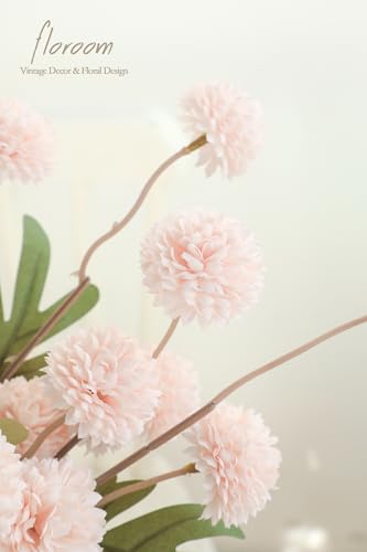 Floroom 5pcs Blush Faux Silk Mums Artificial Flowers, Bulk Fake Small Mini Chrysanthemums with Stems for DIY Pink Wedding Centerpieces Floral Arrangements Vase Fillers Home Decorations - color: Blush, size: 5pcs