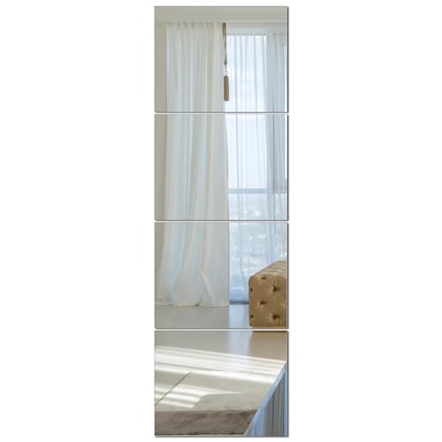 Ruomeng Full Length Wall Mirror Tiles, Gym Mirrors 12" x 15" x 4Pcs Square Wall Mounted Mirror, Frameless Mirror Tiles for Home Gym, Bedroom, Door - size: 15"x12"-4pcs