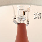 360 Lighting Brice Mid Century Modern Accent Table Lamp 23" High Ivory Ceramic Wood Neck Off White Tapered Drum Shade for Bedroom Living Room House Home Bedside Nightstand Office Family - color: Wood and White Smooth Ceramic