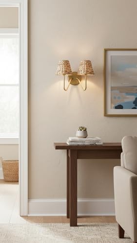 Aspen Creative 51004 Empire Clip On Chandelier Water Hyacinth Lamp Shade, 3" Top x 6" Bottom x 4-3/4" Slant Height - color: Water Hyacinth
