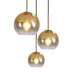 Mikeru Modern Gold Glass Chandelier, 3 Light Cluster Pendant Light Fixtures Kitchen Island Lighting Kitchen Island Pendant Lighting Hanging Lights Multi Light Large Pendant Lighting（Without Bulb） - color: Gold-3 Light