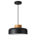 Modern Farmhouse Pendant Lights, 12.6 inch,Natural Wood Cap, Small Simple Ceiling Light Fixture for Kitchen Island, Dining Area, Matte Black - color: Black, size: 12.6 inches