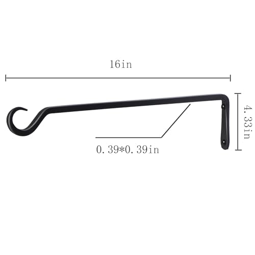 16 inch Plant Hanger, Sturdy Hanging Plant Bracket Outdoor, Hanging Plant Wall Hook Heavy Duty, for Hanging Bird Feeders, Planters, Lanterns, Wind Chimes, Indoor/Outdoor Use, Black, Set of 4 - color: Black, size: 16in-4-Black