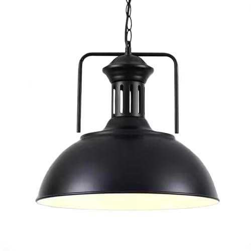 Vintage Industrial Pendant Lights E26 Retro Metal Hanging Lights, Farmhouse Hanging Lamp for Restaurant Kitchen Island Black 40 cm (Bulb not Included)