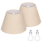 Seaside village Small Lamp Shades for Table Lamp, Natural Linen Lamp Shades Set of 2, 5.5" Top x 10" Bottom x 6.6" High, Brown Burlap Lampshade Replacement, Spider, Bulb Clip Adapters Included - color: Brown