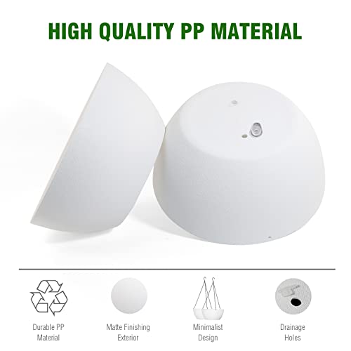 WOUSIWER 13 inch 2Pack Large Hanging Planters for Outdoor Indoor Plants with Drainage Holes and Chain, Round Hanging Flower Pots for Garden Home Porch Decor, White - color: White