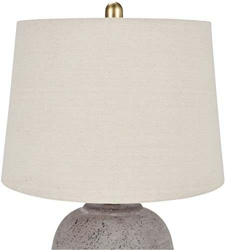 Nourison Home 23" Greyish Brown Earth Tone Rustic Farmhouse Ceramic Table Lamp for Bedroom, Living Room, Dining, Office, with Beige Linen Shade - color: Earth Brown, size: 1 Lamp - Drum Shade