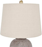 Nourison Home 23" Greyish Brown Earth Tone Rustic Farmhouse Ceramic Table Lamp for Bedroom, Living Room, Dining, Office, with Beige Linen Shade - color: Earth Brown, size: 1 Lamp - Drum Shade