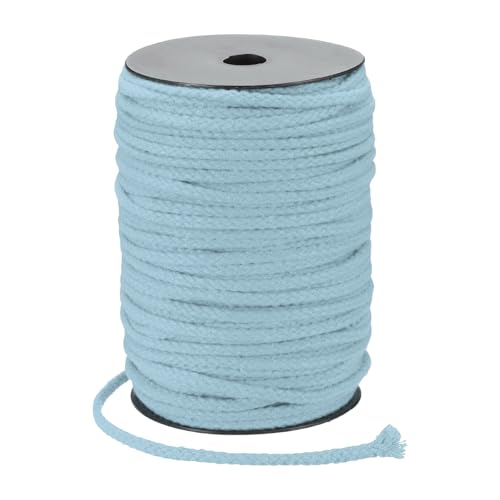 MECCANIXITY Macrame Cord 5mm x 295 ft Handmade Natural Cotton Rope, 8 Strand Twisted Braided Rope Cord for Plant Hanger Wall Hanging Dream Catcher Crafts Home Decoration, Light Blue - color: Light Blue