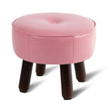 oakvivo Small Foot Stool Round Pouf Ottoman, 13'' Leather Foot Rest with Non-Skid Rubber Legs, Foolstool Ottomans for Couch, Sofa Footrest Step Stool for Living Room Bedroom Entryway Office, Pink - color: Pink