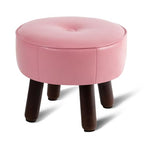 oakvivo Small Foot Stool Round Pouf Ottoman, 13'' Leather Foot Rest with Non-Skid Rubber Legs, Foolstool Ottomans for Couch, Sofa Footrest Step Stool for Living Room Bedroom Entryway Office, Pink - color: Pink