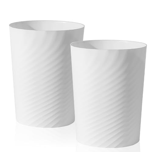 UUJOLY Plastic Small Trash Can Wastebasket, Garbage Container Basket for Bathrooms, Laundry Room, Kitchens, Offices, Kids Rooms, Dorms, (White, 2.6 Gallon/2 Pack) - color: White, size: 2.6 Gallon/2 Pack