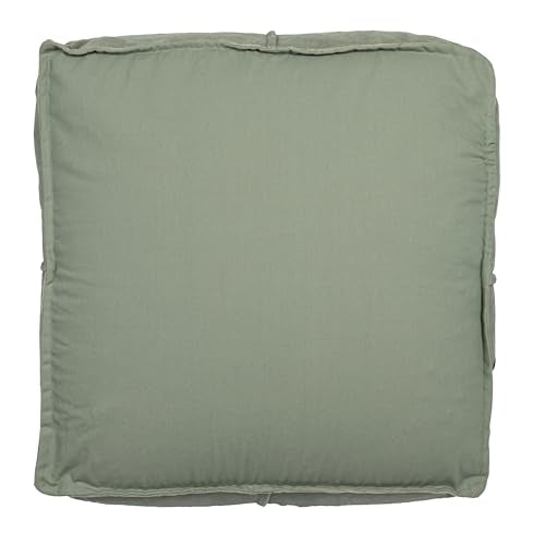Creative Co-Op Square Cotton Velvet Pouf with Piped Detail, Sage Green - color: Wing Teal