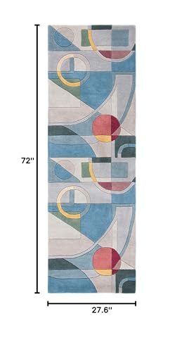SAFAVIEH Rodeo Drive Collection Runner Rug - 2'3" x 6', Blue & Multi, Handmade Mid-Century Modern Abstract Wool, Ideal for High Traffic Areas in Living Room, Bedroom (RD845B) - color: Blue/Multi, size: 2'3" x 6' (Runner)