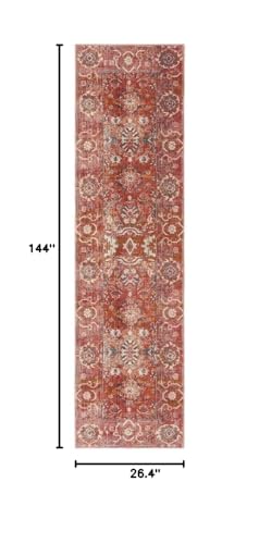 SAFAVIEH Persian Collection Runner Rug - 2'2" x 12', Red & Orange, Oriental Distressed Design, Non-Shedding & Easy Care, Ideal for High Traffic Areas in Living Room, Bedroom (VTP471Q) - size: 2'2" x 12' (Runner)