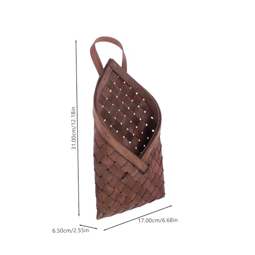 Luxshiny Vintage Wood Woven Wall Basket Hanging Storage Holder for Flowers and Sundries Multifunctional Home Decor Organizer for Doors Walls and Living Spaces