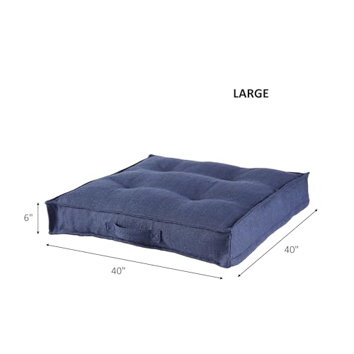 Square Tufted Floor Pillow with Removable Cover, Cobalt, Large (40") - color: Cobalt, size: Large (40")