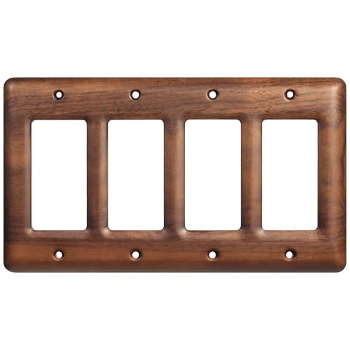 Four Light Switch Cover Plate Solid North American Walnut 4-Gang Decorative Wall Plate for Stylish and Modern Interiors - color: Walnut wood, size: Quad Toggle
