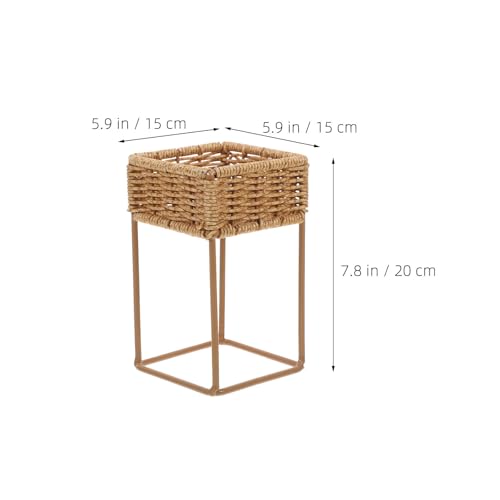 COLLBATH Plant Stand, Plant Basket Indoor, Small, Cute Planter Holder with Legs, Boho Style Flowers Display Rack Standing Floor Stool Shelf for Pot - size: 20.00X15.00X15.00CM