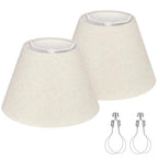 Small Lamp Shades Set of 2, Beige with Silver Thread Lamp Shade, 5.5" Top x 10" Bottom x 6.6" High, Glitter Linen Lamp Shades for Table Lamps Bedside Lamps, Spider, Bulb Clip Adapters Included - color: Beige with Silver Thread