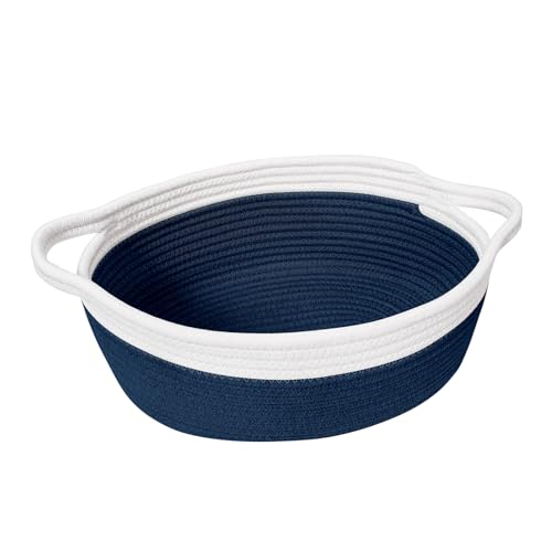 Goodpick Small Woven Basket, Baby Gift Basket Storage Bin under Changing Table, Small Basket Organizing for Living Room, Bathroom, Enytraway, 12"x 8" x 5", Navy Blue - color: Navy, size: 12x8x5 Inch (Pack of 1)