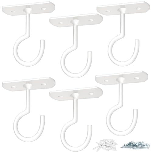 6Pack Ceiling Hooks Bulk 2.5in for Hanging Plants for Hanging Plants White - color: White, size: 2.5In 6Pack