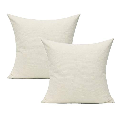 All Smiles Cream Throw Pillow Covers 16x16 Set of 2 Ivory White Decorative Farmhouse Décor Cushion Cases Home Neutral Decorations Indoor Outdoor for Bed Sofa Couch Patio Bedroom - color: Cream, size: 16" x 16" (Pack of 2)