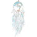 White and Cyan Dream Catcher with Tree of Life | Handmade, Wall Decor, Wall Hanging Ornament, Bedroom Living Room Home Decor
