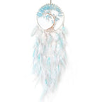 White and Cyan Dream Catcher with Tree of Life | Handmade, Wall Decor, Wall Hanging Ornament, Bedroom Living Room Home Decor