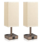 aooshine Brown Base Touch Lamps Set of 2 - Nightstand Lamp with USB-C + A Charge Ports & AC Outlets, 3-Way Dimmable Bedside Lamp, Small Table Lamp Light for Bedroom (Bulb Included) - color: Brown