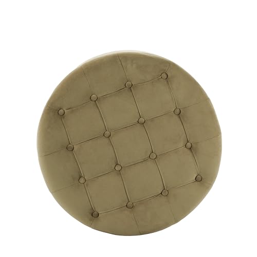 HomePop 28" Button Tufted Velvet Round Storage Ottoman - Light Sage Green Velvet - color: Light Sage Green Velvet