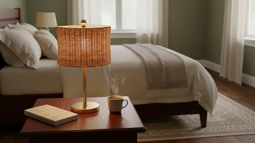 Aspen Creative 31604, Drum Spider Lamp Shade, Natural Rattan, 12" Top x 12" Bottom x 9" Height - color: Rattan