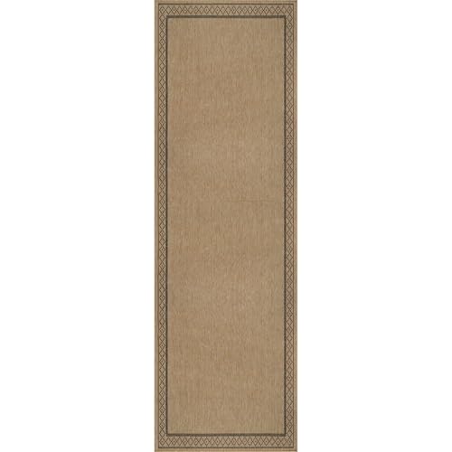 Luul Home Easy Jute Rugs 2x7 Frame Natural Color Living Room Indoor Outdoor Runner Rug for Patio and Kitchen Rug High Traffic Washable Easy to Clean Solid Boho Woven Design Carpet (2 x 7) - color: Frame/Natural Black, size: 2' x 7' (Rectangular)