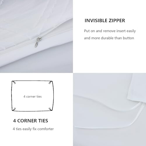 Duvet Cover, 3PCS Boho Duvet Cover Set, Geometric Pattern Tufted Bohemian Comforter Cover Jacquard Knit Textured Bedding Set with Zipper Closure - color: White-02, size: Twin