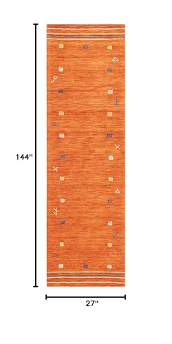 SAFAVIEH Himalaya Collection Runner Rug - 2'3" x 12', Rust, Handmade Boho Tribal Wool, Ideal for High Traffic Areas in Living Room, Bedroom (HIM563P) - color: Rust, size: 2'3" x 12' (Runner)