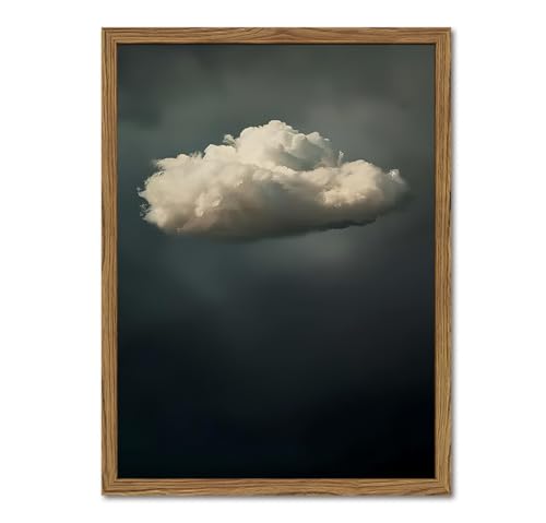 Dark Moody Cloud Wall Art Vintage Sky White Cloud Wall Decor Picture, Maximalist Canvas Print painting Cloudscape Abstract Artwork for Living Room Bedroom 12x16 inch Wood Framed - color: Cloud, size: 16"L x 12"W