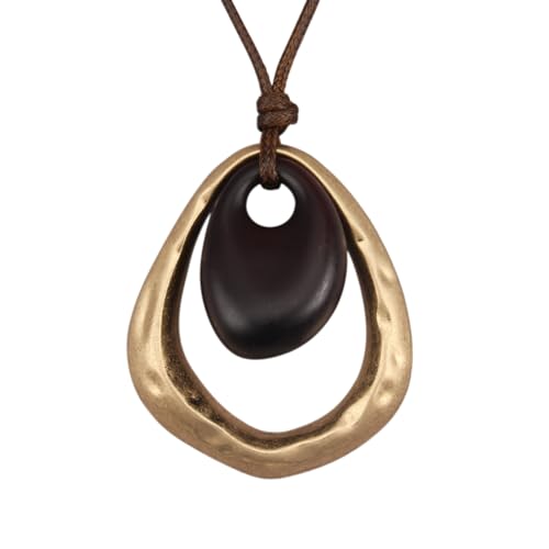 Leather Necklace for Women Long Boho Pendant Hippie Choker Necklace Bohemian Layered Leather Rope Wooden Jewelry Gifts - style: Bohemian Hippie Necklace