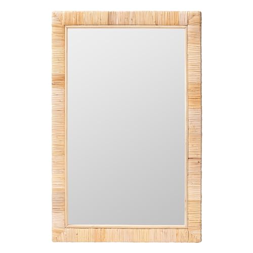 Bali & pari Lankston Bohemian Natural Rattan Rectangular Accent Wall Mirror