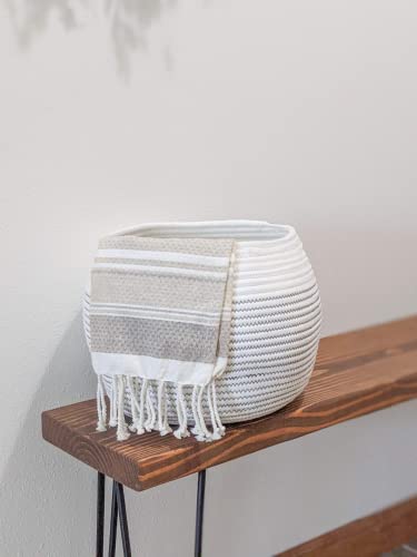 Goodpick Round Cotton Rope Storage Basket for Living Room, Bathroom, Kids' Corner & Shelves, Stores Towels, Cat Toys, Plants, White, 10"D x 8.3"H - color: White, size: 10"D x 8.3"H