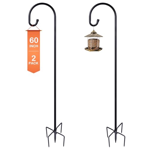 Ottsuls Shepherd-Hooks Adjustable for Bird-Feeder Lantern Plant-Hook Garden-Stake - Plant Stand Hanger for Outdoor Flower Basket, Bird Feeder Hanger Weddings Décor - size: 60 Inch, style: B-2 Pack
