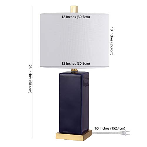 SAFAVIEH Lighting Collection Wendi Modern Navy Blue Ceramic 22-inch Bedroom Living Room Home Office Desk Nightstand Table Lamp (LED Bulb Included)