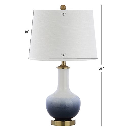 JONATHAN Y JYL3019A Gradient 25" Ceramic/Brass LED Table Lamp Contemporary Traditional Bedside Desk Nightstand Lamp for Bedroom Living Room Office College Bookcase LED Bulb Included, White/Navy - color: White/Navy