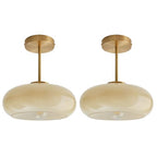 Mid Century Ceiling Light Fixtures Milk Glass Ceiling Lights Round Milk Yellow Shade Gold Brass Semi Flush Mount Ceiling Light Globe Glass Ceiling Lamp for Hallway Dining Room Kitchen - color: Milk yellow-2