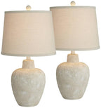 360 Lighting Romeo 23 1/2" High Jar Small Farmhouse Rustic Natural Cottage Coastal Accent Table Lamps Set of 2 Beige Distressed Earth Tone Finish Shade Living Room Bedroom Bedside Nightstand
