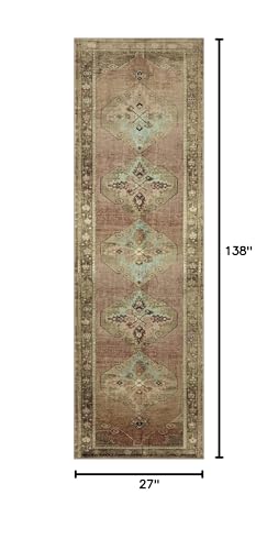 Loloi Magnolia Home by Joanna Gaines Sinclair Collection SIN-06 Clay/Tobacco 2'-3" x 11'-6", .25" Pile Height, Machine Washable, Runner Rug - color: Clay / Tobacco, size: 2'3" x 11'6" (Rectangular)