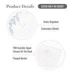 Hofdeco Premium Grandmillennial Coastal Hampton Patio Indoor Outdoor Throw Pillow Cover Only, 20"x20" Water Repellent for Backyard, Couch, Poolside, Baby Blue Embroidered Leaves Frame - color: Baby Blue Leaves Frame 20"x20"