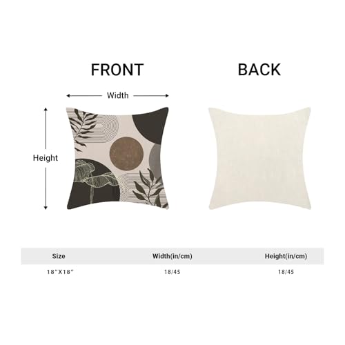Boho Pillow Covers 18x18 Inch Set of 2 Mid Century Brown Taupe Beige Throw Pillow Covers Outdoor Decor Modern Abstract Tropical Leaf Pillowcase Farmhouse Decorative Cushion Cover For Sofa Couch - color: Boho-brown-a, size: 18" x 18" (Pack of 2)
