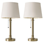 Oneach 19.5” Warm Gold Table Lamps Set of 2, Pull Chain Switch Bedside Table Lamps, Modern Nightstand Lamp with Linen Shade, Small Desk Lamp for Living Room, Bedroom, Home Office, Nursery - color: Warm Gold-2Pack